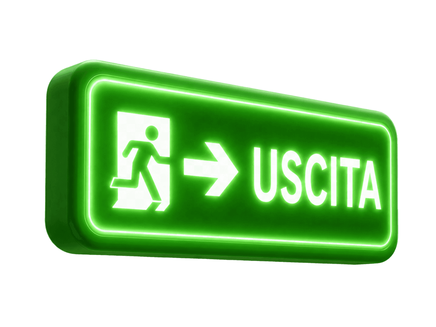 Insegna USCITA — uscire dal feed, rientrare nella vita reale
